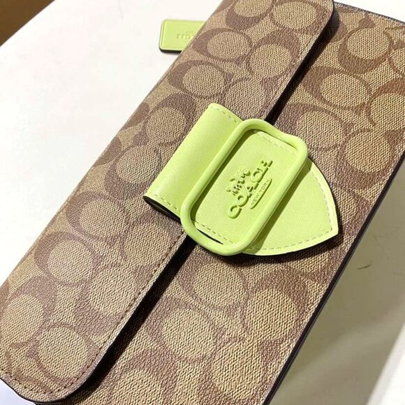 Coach Handbags - Coach CJ616 Morgan Shoulder Bag in Signature Canvas, Silver/Khaki/Pale Lime